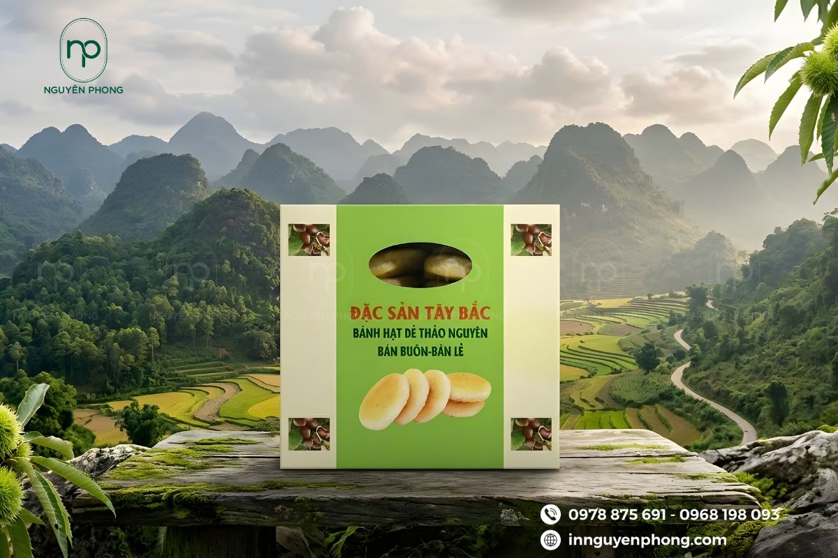 In hộp giấy đựng bánh hạt dẻ 